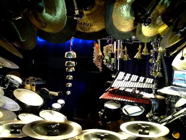 In this image, I can see the different types of musical instruments. These are the handbells, which...