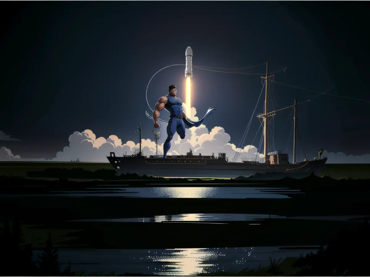 Title: Soaring Skyward with Falcon 9 and Blue Ghost Lander