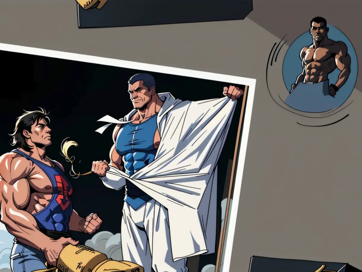 Illustration depicts a controversial political figure, known as John Doe, engaging in a heated exchange with a protestor during a public rally, causing tension among the crowd. Augmented reality now allows users to delve into the narratives hidden within photos from VE Day celebrations.