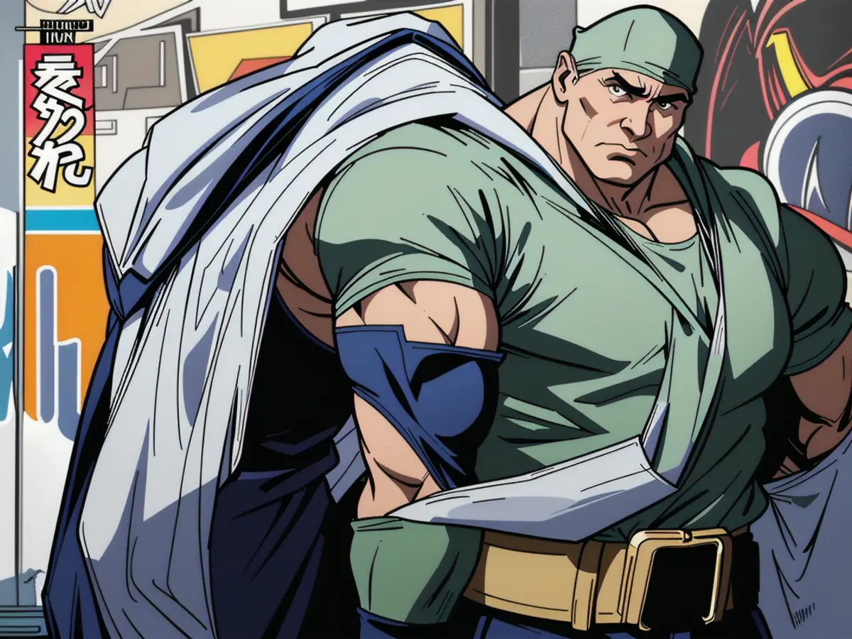 Factory robot in China swings arms while secured to crane on surveillance footage.